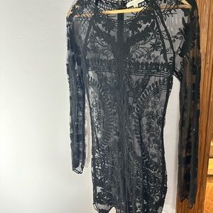 Black long sleeve hand detailed dress